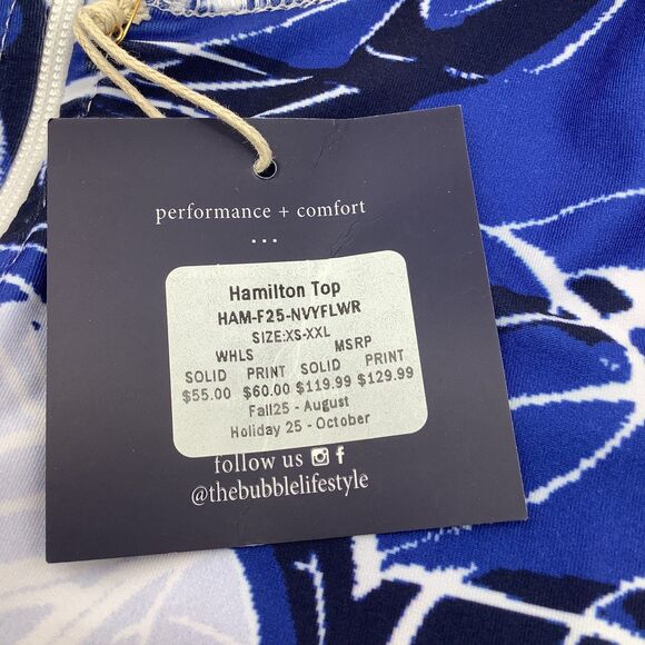 The Bubble Womens Hamilton Long Sleeve 1/4 Zip Pullover Blue Size Medium NWT‎ - Picture 7 of 10